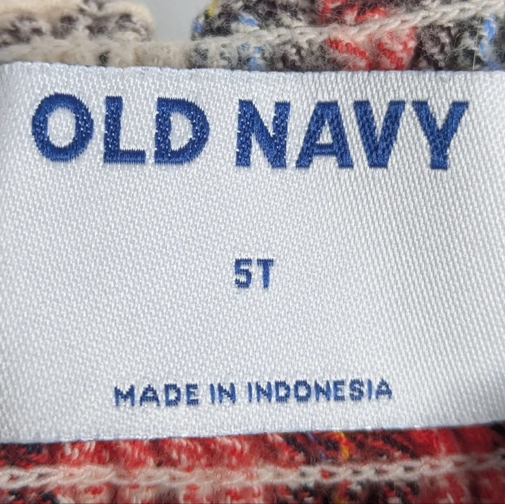 ✨3/$15 Old Navy Red White Black Plaid Winter Holiday Flannel Button Up Dress 5T
